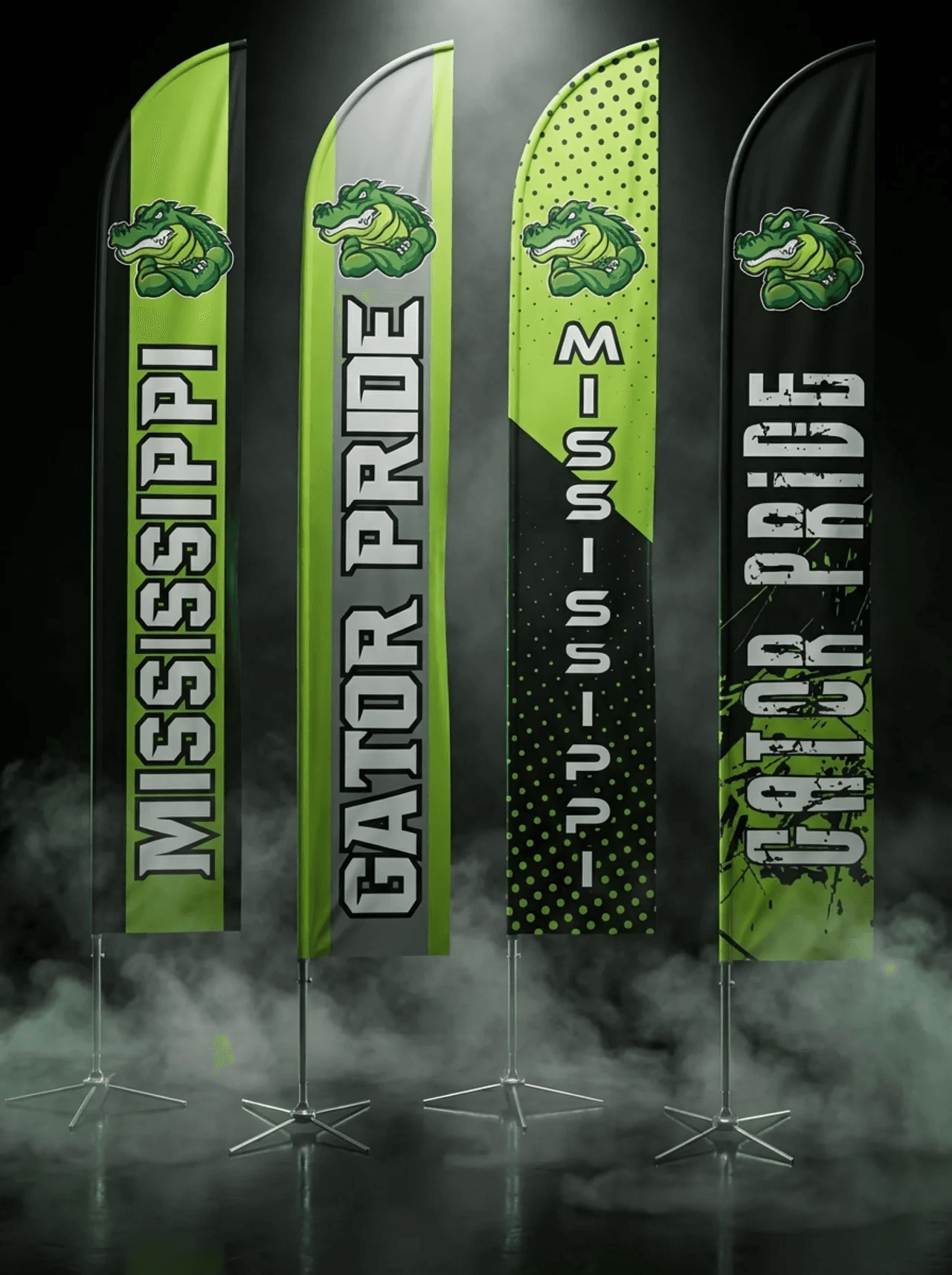 Feather flag mockups in team colors